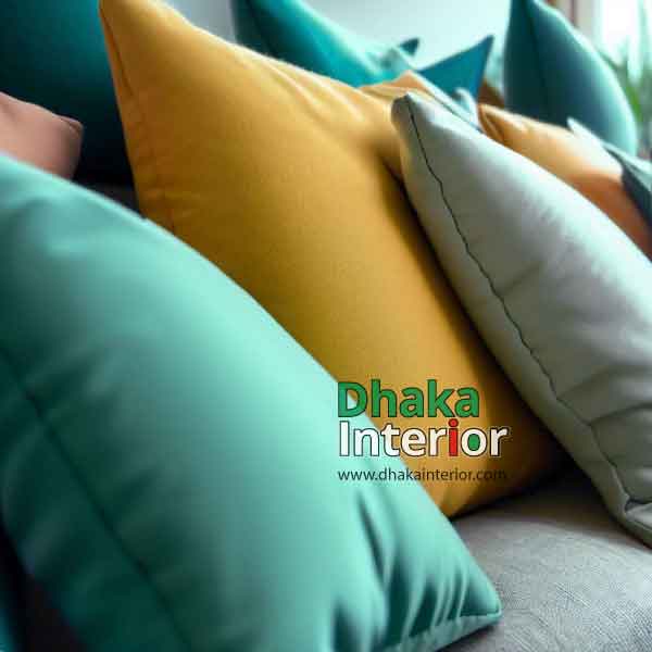Living room with colorful accent pillows